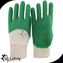 SRSAFETY interlock 3/4 revestido de luvas de látex verde para venda